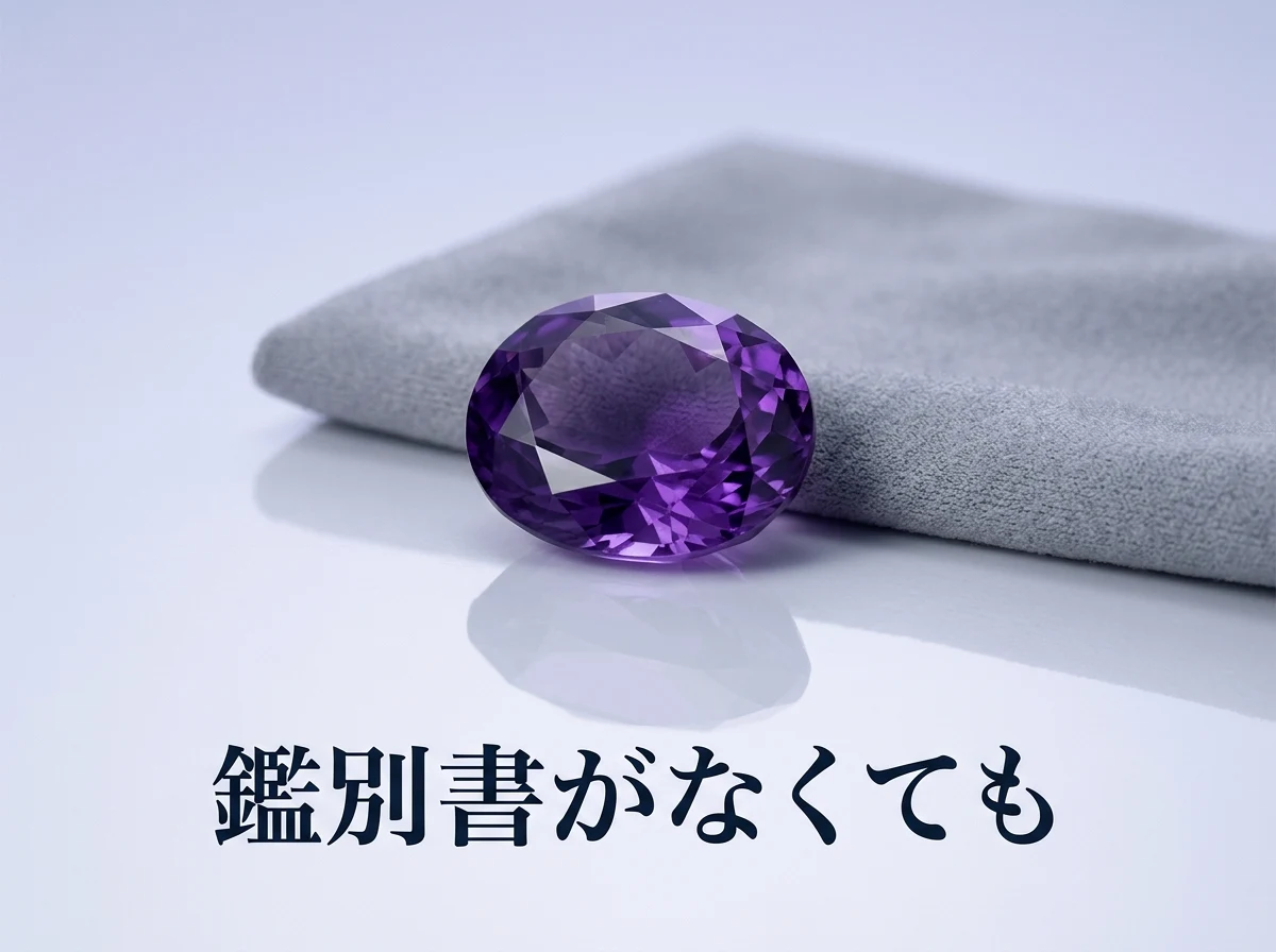 布の上に置かれただけのアメジストのルース