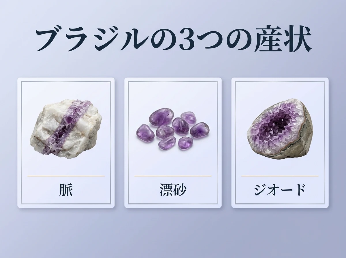 アメジストの産地｜ブラジル・ウルグアイ・ザンビアの特徴と、産地は