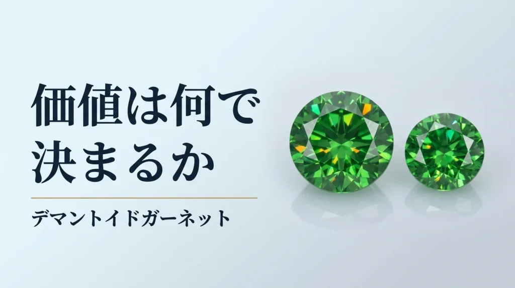 大きさの違う2つのデマントイドガーネットのルース