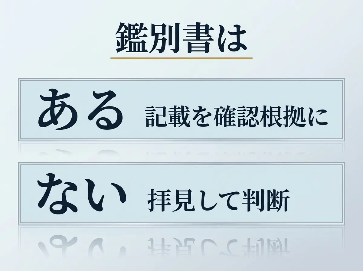 鑑別書があってもなくても査定できることを示した図