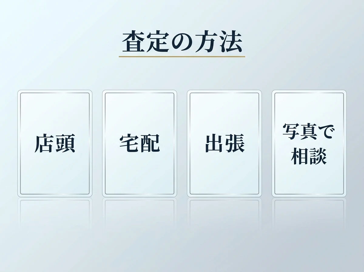 店頭・宅配・出張・写真での相談という4つの査定方法を示した図