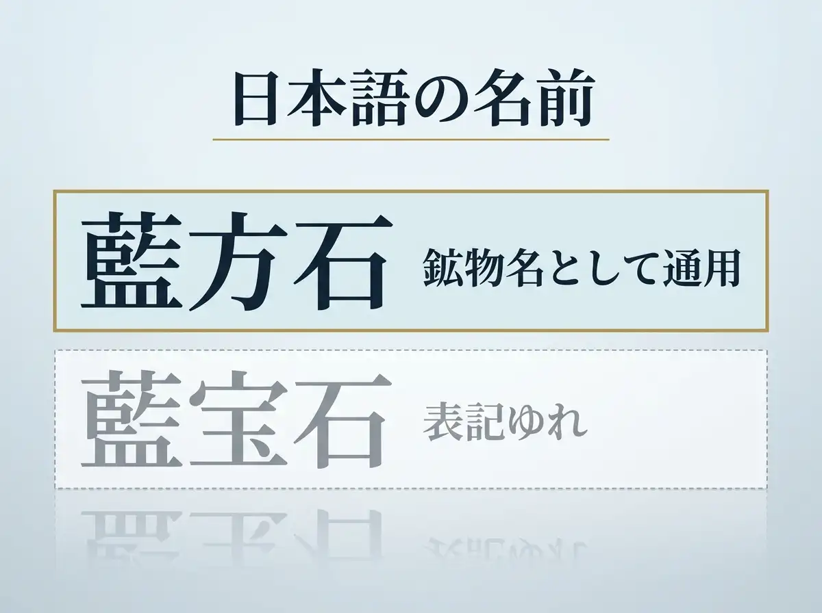 和名として通用しているのは藍方石であることを示した図
