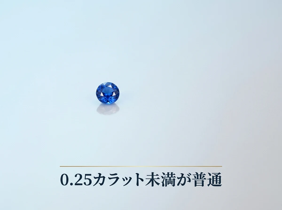 広い余白のなかに1粒だけ置かれた、とても小さな青いアウイナイトのルース