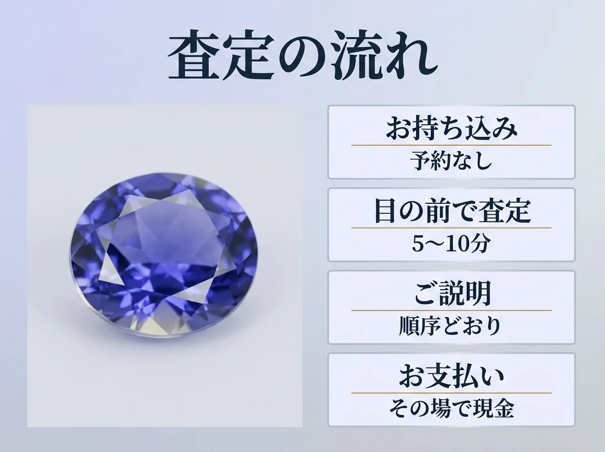 店頭査定の流れ4ステップを示した図