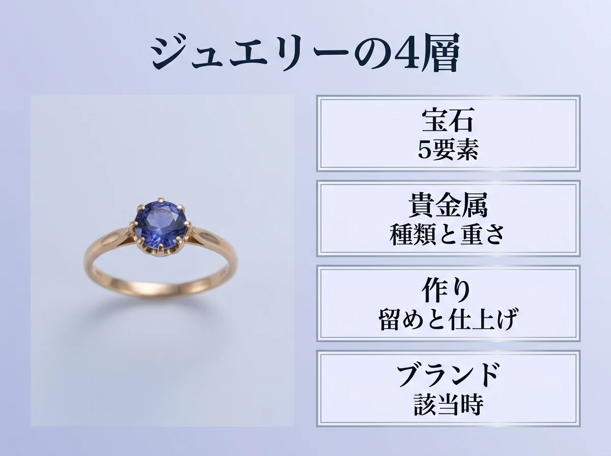 ジュエリーの4層評価を示した図