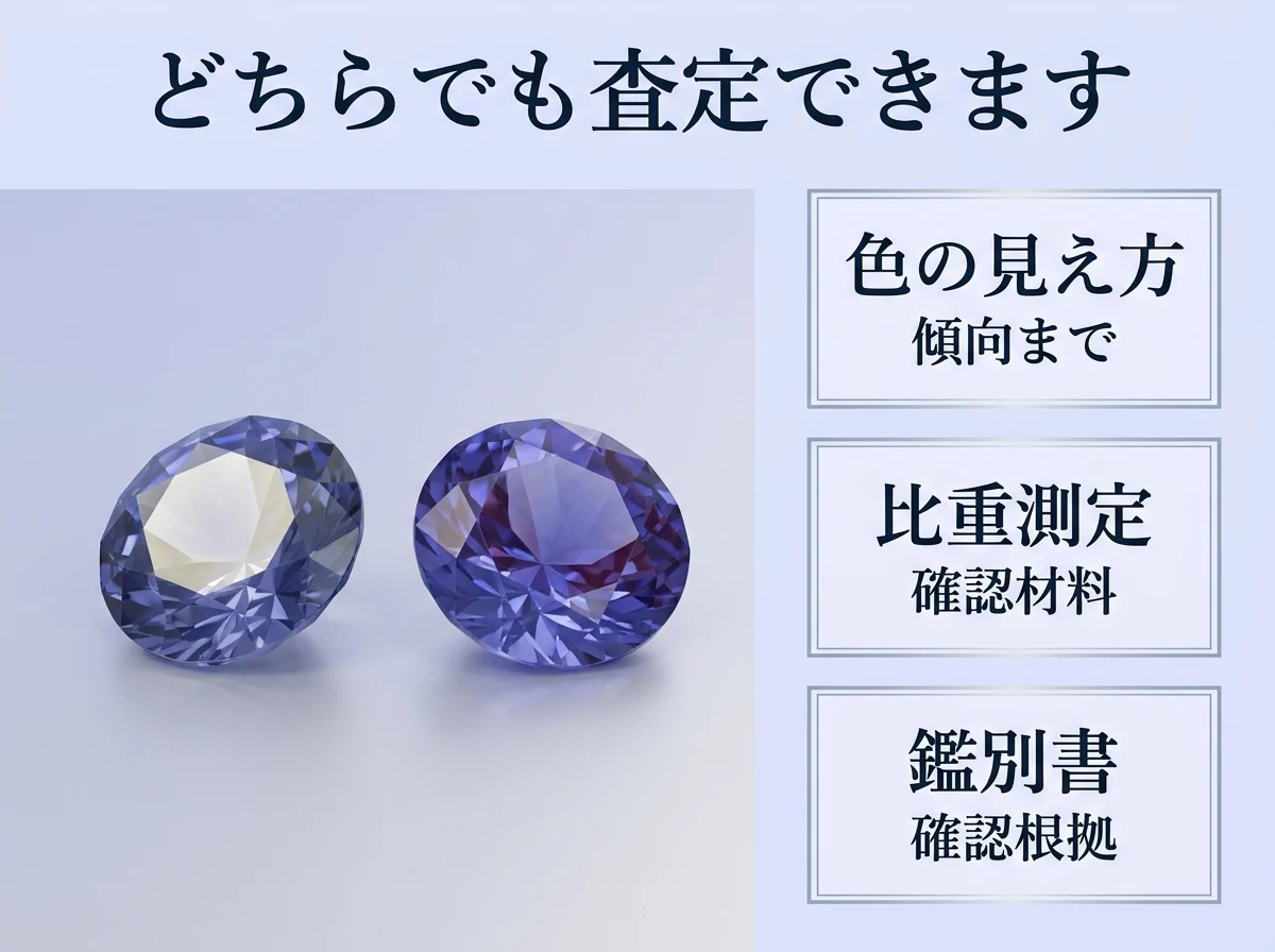 どちらの石でも査定で確認することを示した図