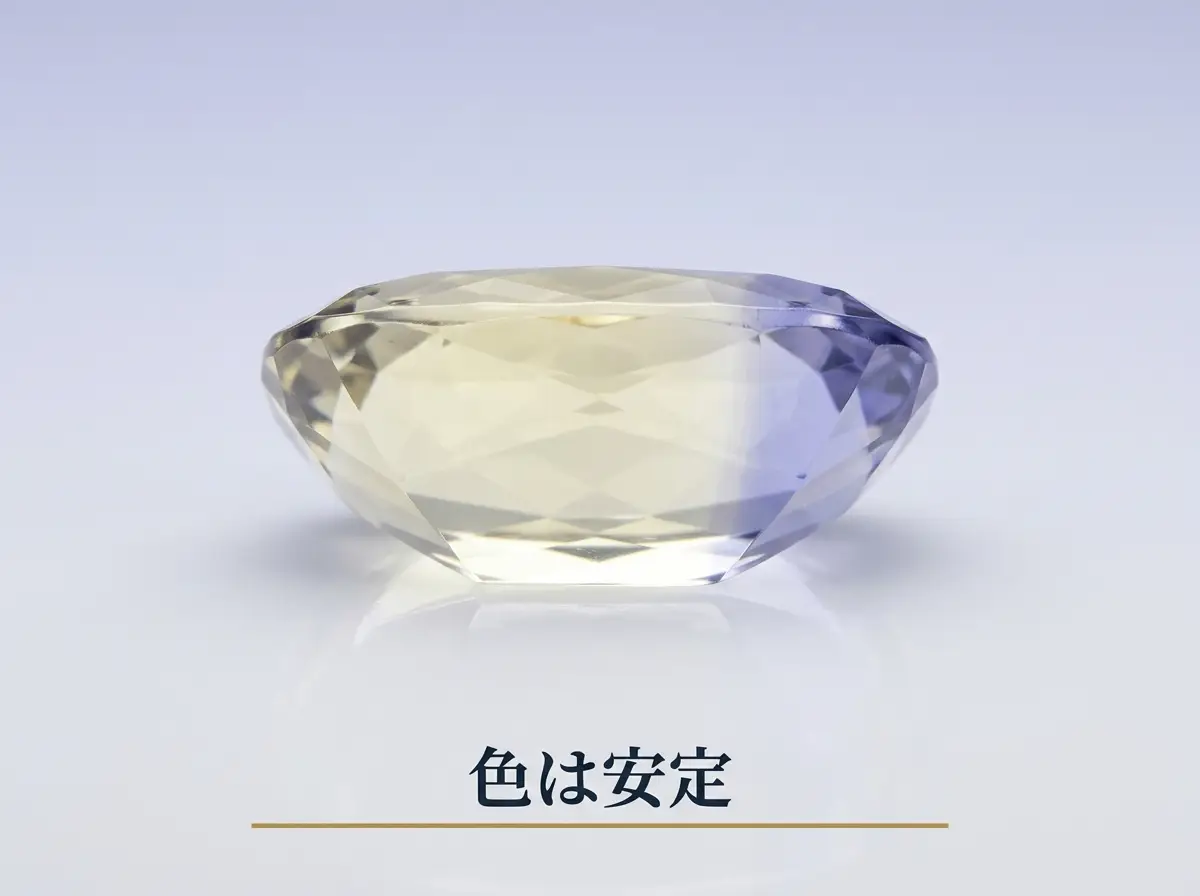 黄色に見える向きから撮ったアイオライトのルース