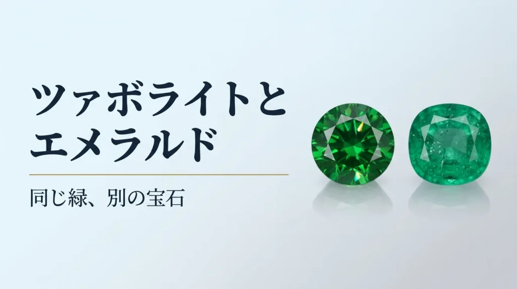 並べて置いたツァボライトとエメラルドのルース