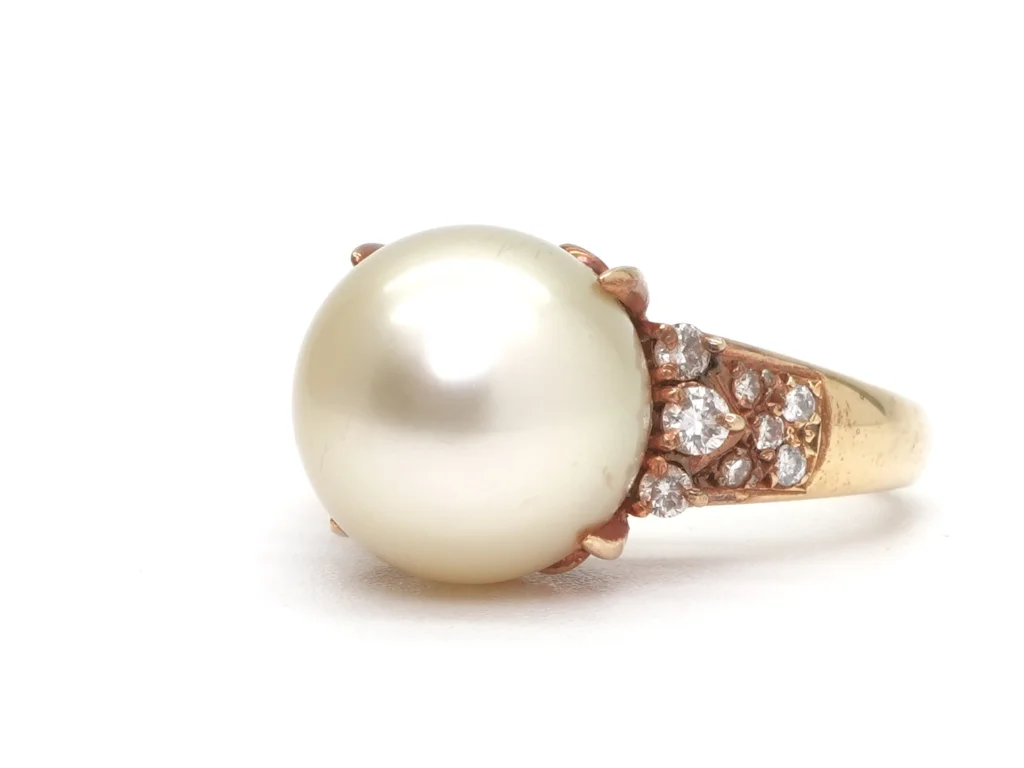 パール ダイヤ リング K18 D0.24ct
