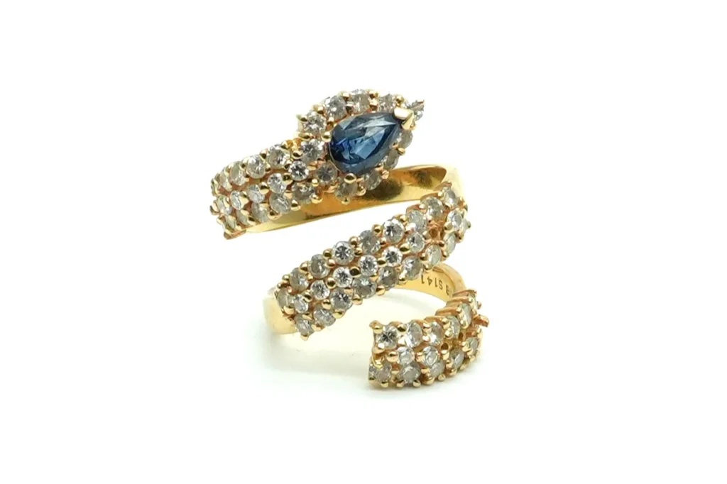 サファイア ダイヤ リング K18 1.41ct D2.59ct