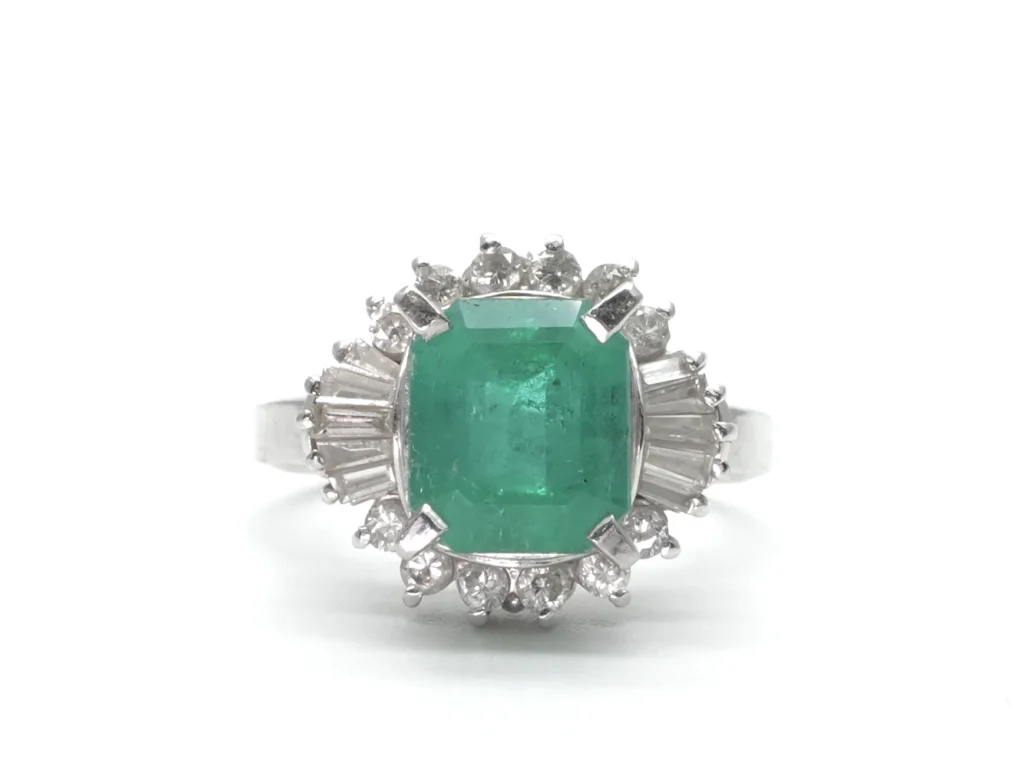 エメラルド ダイヤモンド リング Pt900 2.43ct 0.55ct