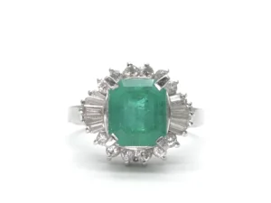エメラルド ダイヤモンド リング Pt900 2.43ct 0.55ct