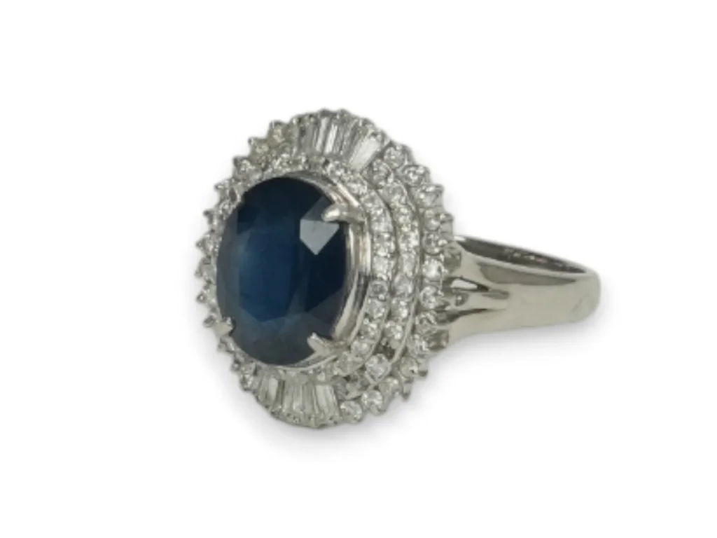 サファイヤ ダイヤ リング Pt900 3.44ct D0.63ct