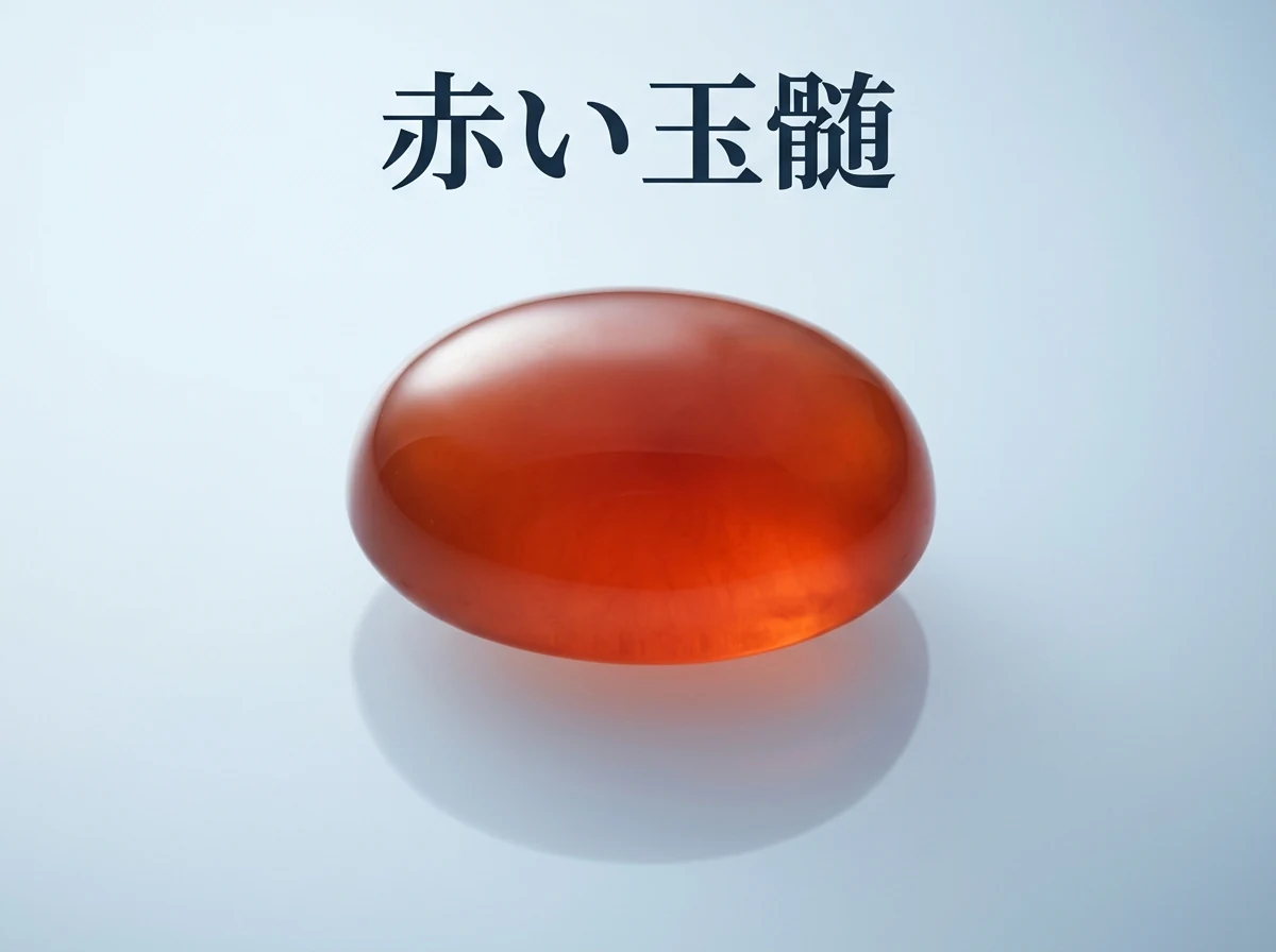 光を通して内側から明るく見える、半透明の赤みがかったオレンジ色のカーネリアンのカボション